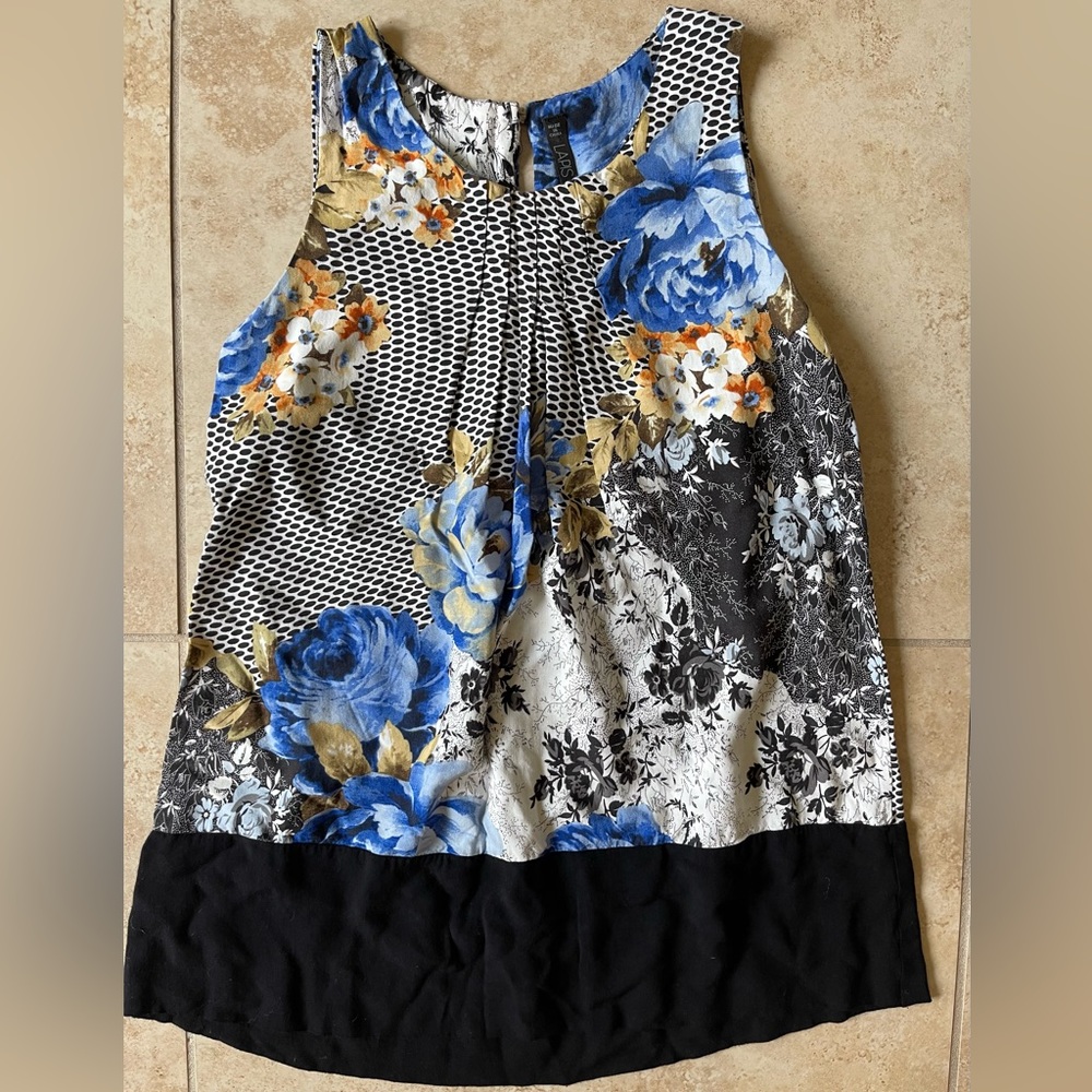 Women’s Blouse Shirt Top Small Floral Sleeveless